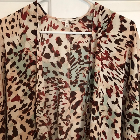 Maurices Georgette Animal Print Open Front Boho Kimono One Size - Picture 4 of 7